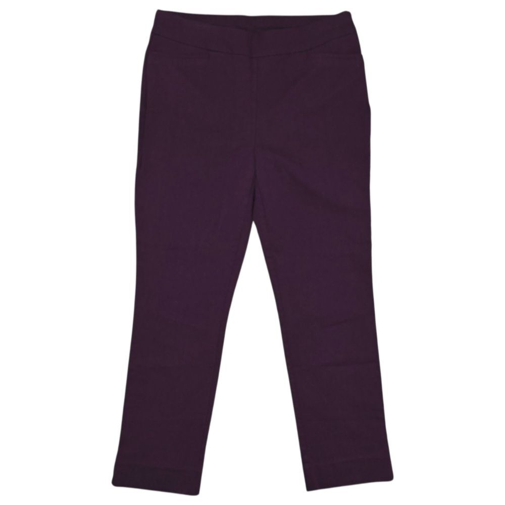 Chico's Brigitte Slim Pull-On Crop Pants Plum Sz 1 Chevron Stretch Tummy Control
